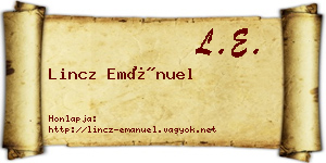 Lincz Emánuel névjegykártya